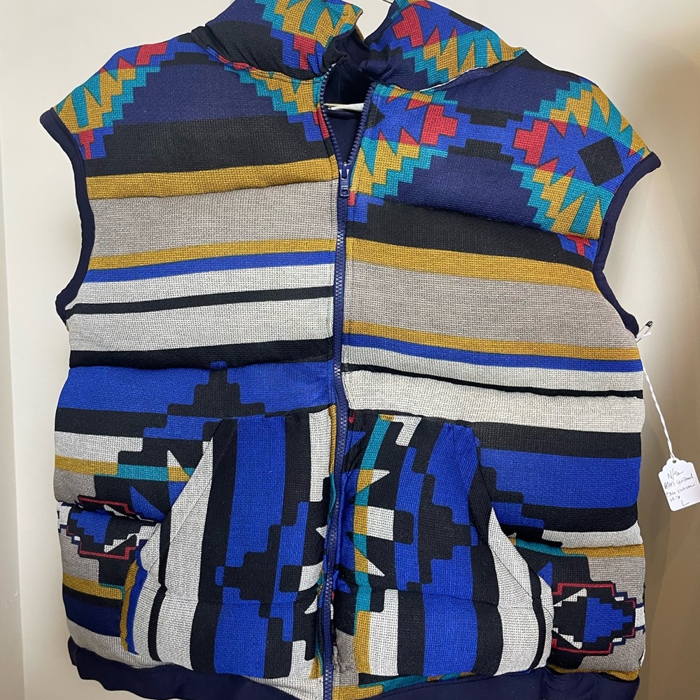 Colorful Geometric Patterned Puffer Vest